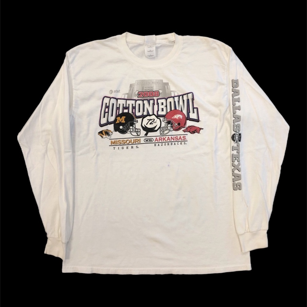 Vtg 2008 Y2K Cotton Bowl Arkansas Razorbacks vs Missouri Tigers Long Sleeve
